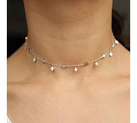 BDDCYWY Triangle de chaîne de Liaison Charme de Chute 925 Sterling WEMFERS CONCULTRE Bridal Cade Star Starling Starling Collier Choker Collier