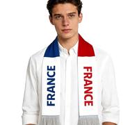 BDEPSTR 1Pc Écharpe Drapeau France 60 * 7,5cm, Bleu Blanc Rouge Drapeau National Français avec Ballon de Football Écharpe Tricotée pour Fans de Football Coupe du Monde, Événements Sportifs