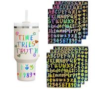 BDEPSTR 6 Feuilles Autocollants Lettres et Chiffres Laser Pailletés Or et Argent - Stickers Alphabet Adhésifs pour DIY Enfants, Scrapbooking et Décoration Personnalisée