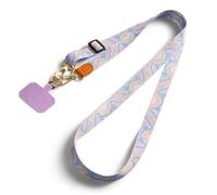 BDEPSTR Cordon Téléphone Portable Universel, Lanière Téléphone Réglable avec Patch et Mousqueton, Bandoulière Téléphone Portable Transversale pour Smartphone - Nuages violets