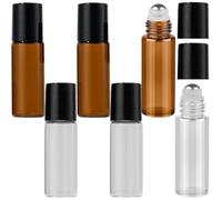 BDEPSTR Gobelet VIDE 5ml, 6 pièces Gobelets Rechargeables avec Bille en Acier Inoxydable pour Parfum, Aromathérapie, Massage, Voyage