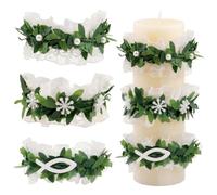 BDEPSTR Lot de 3 Couronnes de Bougies Fleurs Artificielles, Anneaux de Bougies Verts pour Centres de Table et Mariage, Décoration Florale Élégante pour Bougeoirs et Photophores de Maison