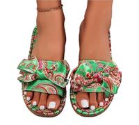 BDFJEDS Chaussons À Nœud For Femmes, Chaussures Plates Décontractées Bout Ouvert, Pantoufles For(Green,38)