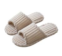 BDFJEDS Chaussons for femme, for l'intérieur et la maison, avec bout ouvert rayé, en coton(Beige,38-39)
