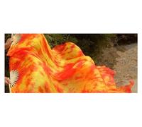 BDFJEDS Éventail Professionnel en Soie for Danse du Ventre, Voile à Fleurs Noires, Fond Vert, Longs éventails Multi-Tailles(Silver,210cm)