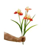 BDFJEDS Fleurs d'iris artificielles Simples de 21.7 Pouces, for la Maison, Mariage, décoration Murale Florale, Arrangement, Affichage, Photographie d'accent(Orange)