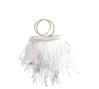 BDFJEDS Sac seau à plumes, sac main, sacs de soirée, pochette diamant rose vert for femme, messager fête for dames(White)