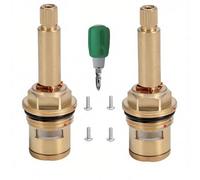 BDHDHWEFE 1 paire de cartouches remplacement for robinet en laiton chaud et froid, valve à tige disque céramique 20 dents G1/2" avec for réparation d'évier(2-11/16"-3/8")