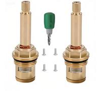 BDHDHWEFE 1 paire de cartouches remplacement for robinet en laiton chaud et froid, valve à tige disque céramique 20 dents G1/2" avec for réparation d'évier(2-7/8"-3/8")