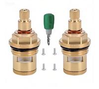 BDHDHWEFE 1 paire de cartouches remplacement for robinet en laiton chaud et froid, valve à tige disque céramique 20 dents G1/2" avec for réparation d'évier(1-15/16"-5/16")