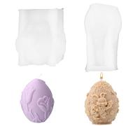BDHYYM 2 Pièces Moule à Bougie de Pâques,3D Moule pour Bougies Silicone en Pâques,Moule en Silicone Lapin,Moule Oeufs de Pâques Silicone,Moule Lapin de Pâques Moulle Bougies pour Bricolage