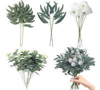 BDHYYM 24 Pièces Eucalyptus Artificiel Bouquet de Fleurs Artificielles Hortensia Artificielle Fausses Fleurs pour Maison Arrangement Mariage Bureau Deco