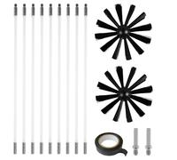 BDHYYM Kit de Ramonage,Hérisson Ramonage,Comprenant 9 Tiges Flexibles 410mm,2 Herisson de Ramonage 150mm,2 Tiges Hexagonales,1 Ruban Adhésif,Kit ramonage Poele Pellet,Kit de Ramonage Poele a Pellets