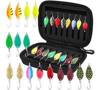 BDHYYM Lot de 16 cuillères à truite - Appâts artificiels - Spinner - Clignotants - 2,5 g/3,5 g/5 g - Accessoires de pêche avec boîte de rangement - Pour perche, brochet, sandre, truite
