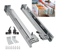 BDICE - Glissières de tiroir à fermeture douce et à pousser pour ouvrir - Double fonction - Montage inférieur avec support de montage arrière - Dispositifs de verrouillage - Vis pour cadre frontal ou