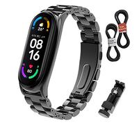 BDIG Bracelet Compatible pour Xiaomi Mi band 6 & Mi band 5, Metal Bracelet Ajustable en Acier Inoxydable Watch Bracelet de Remplacement pour Mi Band 4/5/6