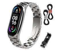 BDIG Bracelet Compatible pour Xiaomi Mi band 6 & Mi band 5, Metal Bracelet Ajustable en Acier Inoxydable Watch Bracelet de Remplacement pour Mi Band 4/5/6