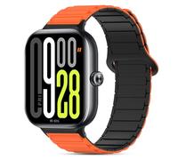 BDIG Bracelets Compatible avec Xiaomi Redmi Watch 6/5/4, Bracelet Silicone Magnétique Réversible pour Xiaomi Mi Band 10 Pro/9 Pro/8 Pro Orange noir
