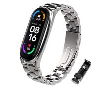 BDIG Métal Bracelet Compatible pour Xiaomi Mi Band 6 & Mi Band 5, Ajustable Bracelet de Remplacement Métal en Acier Inoxydable pour Mi Band 4/5/6