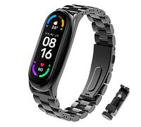 BDIG Métal Bracelet Compatible pour Xiaomi Mi Band 6 & Mi Band 5, Ajustable Bracelet de Remplacement Métal en Acier Inoxydable pour Mi Band 4/5/6