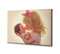 BDIS Stickers muraux en forme de fleur Amour maternel : un baiser réconfortant sur toile, décoration murale pour la maison, décoration murale shabby chic (30 x 40 cm)
