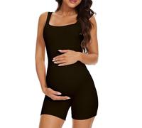 BDITANLE Combinaison d'entraînement de maternité grossesse yoga côtelée une pièce sans couture débardeur combinaison-pantalon, 01 Noir, Medium
