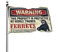 BDIX Drapeau pour dortoir avec avertissement amusant « This Property is Protected by A Highly Trained Furets Flag » - Affiches cool pour les gars - Drapeaux amusants (120 x 180 cm)