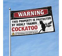 BDIX Drapeau pour dortoir avec avertissement amusant « This Property is Protected by A Highly Trained Cacatoo Flag » - Affiches cool pour les gars - Drapeaux amusants (60 x 90 cm)