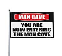 BDIX Drapeau pour dortoir avec inscription « Caution! You are Now Entering The Man Cave » - Affiches cool pour garçons (120 x 180 cm)