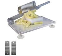 BDJSN Coupe-Frites ondulé, trancheuse de Pommes de Terre Professionnelle en Acier Inoxydable avec 2 Lames, Taille réglable, Machine de découpe de Pommes de Terre Manuelle Commerciale