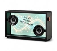 BDJSN Enceinte Bluetooth avec Écran Transparent De 21,5 Pouces, Double Son Stéréo De 20 W, 10 Modes Daffichage des Paroles Et 10 Modes Musique Uniquement, Contrôle Via Application