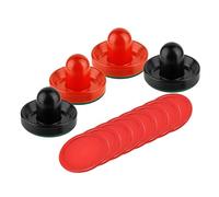 BDJXOZYH 4 poussoirs de hockey pneumatique et 8 palets de 6,3 cm pour tables de jeux familiales - Noir et rouge - 96 x 60 mm