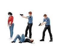 BDJXOZYH Lot de 4 figurines de flics 1/64 - Accessoire de film - Micro paysage - Scènes miniatures - 1/64 - Voleurs de police pour 4 personnes