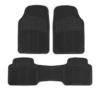 BDK M783 DuraChannel Heavy Duty Rubber Car Floor Mats Liner for Auto - All Weather 3 Piece Set Front & Rear, Fits Car Truck SUV Van, Universal Trim to Fit
