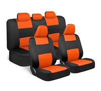 BDK PolyPro Ensemble Complet de Housses de siège de Voiture, Banquette Avant et arrière pour Voiture, Facile à Installer, Accessoires de Voiture, camions, camionnettes, SUV, Orange/Noir