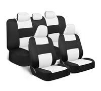 BDK PolyPro - Ensemble Complet de Housses de siège de Voiture en Blanc/Noir - Protections de Banquette Avant et arrière divisées - Housses intérieures pour Voiture, Camion, camionnette, SUV