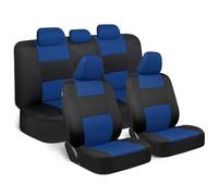 BDK PolyPro Ensemble Complet de Housses de siège de Voiture en Bleu sur Noir - Housses de sièges Avant et arrière divisées - Accessoires de Voiture pour camions, camionnettes et VUS