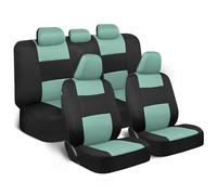 BDK PolyPro Ensemble Complet de Housses de siège de Voiture en Vert Menthe sur Noir - Protection de Banquette Avant et arrière divisée - Facile à Installer avec Accents Bicolores - Ajustement
