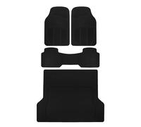 BDK Proliner Lot de 4 Tapis de Sol en Caoutchouc Toutes Saisons et revêtement de Coffre - Avant et arrière Robuste pour Voiture, SUV, Van et Camion - Noir