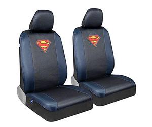BDK Superman Housses de siège Avant pour sièges Avant avec Coussinets de Ceinture de sécurité Assortis - Produit sous Licence Officielle Warner Brothers Superhero pour Voiture, Camion, Van et SUV