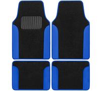 BDK Tapis de Sol pour Voiture - Bicolore - avec Accents en Cuir synthétique - avec Talonnette intégrée - Accessoires d'intérieur élégants (Bleu)