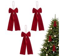 BDKMMS 3X Noeuds en Peluche Bordeaux pour Sapin de Noël, Ornement Suspendus | Tissu au Tombé Élégant, 3 Tailles, Léger, Installation Facile avec Cordon, Convient pour Mariages, Fêtes ou Maison