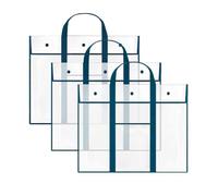 BDKMMS Grands sacs de rangement pour affiches, 3 supports étanches en PVC pour tableau d'affichage, étuis transparents pour œuvres d'art, scrapbooking, affiches, bleu, Classique