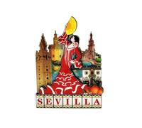BDM Aimant de réfrigérateur de Séville | Motif : bois, carrelage ou assiette en céramique | Souvenir de Giralda et Flamenca | Souvenir d'Andalousie - Modèle 2