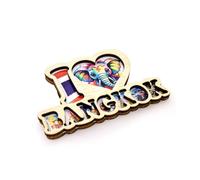 BDM - Aimant de réfrigérateur Thaïlande, Souvenir thaïlandais, aimants éléphants, bois artisanal importé, aimant Bangkok 3D, Thaïlande - Modèle 9