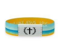 BDM Bracelet chrétien G > | Dieu est plus grand que les hauts et les bas | Bracelet de foi avec croix pour homme et femme | Bracelet élastique en tissu bleu | Cadeau religieux inspirant, Talla unica
