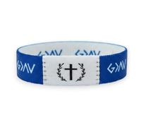 BDM Bracelet chrétien G > | Dieu est plus grand que les hauts et les bas | Bracelet de foi avec croix pour homme et femme | Bracelet élastique en tissu bleu | Cadeau religieux inspirant, Talla unica