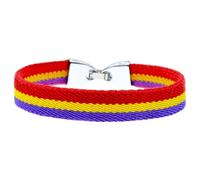 BDM - Bracelet de la république élastique. Drapeau républicain Espagne en Tissu élastique avec Fermeture pour Hommes et Femmes. - Talla 15 a 17 cm.
