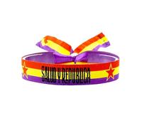 BDM Bracelet drapeau républicain Espagne, bracelet ruban tissu républicain, rouge et jaune, bracelet chaîne cordon, 34 cm, unisex