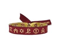 BDM - Bracelet en Tissu taurin Rose avec Symboles représentatifs en Jaune. Fermeture à Boule réglable pour Hommes et Femmes. - Modelo 6